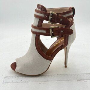 XYD Women Peep Toe Ankle Bootie High Heels Buckled Double Straps Cutout Fashion